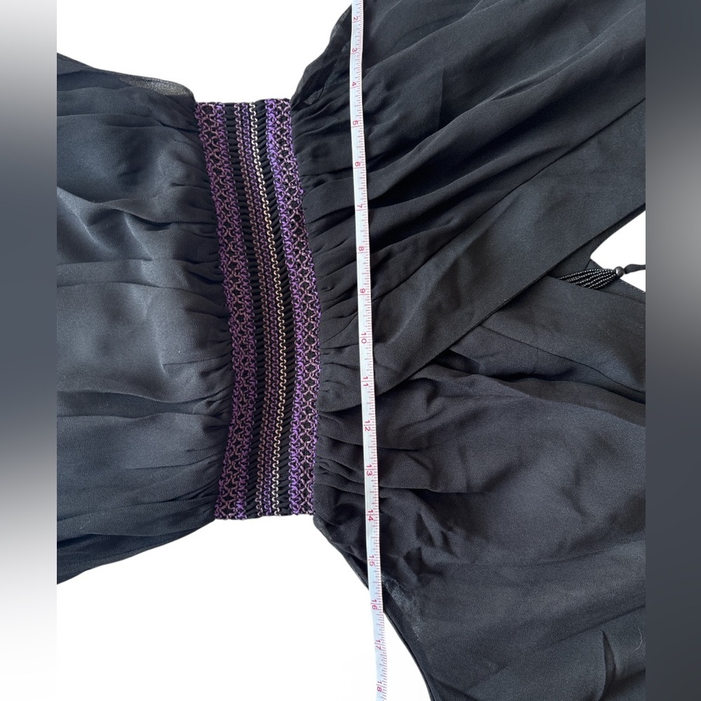Anthropologie Maxi Dress Long Sleeve Smocked Waist Ruffled Black XS NWT - Picture 13 of 14
